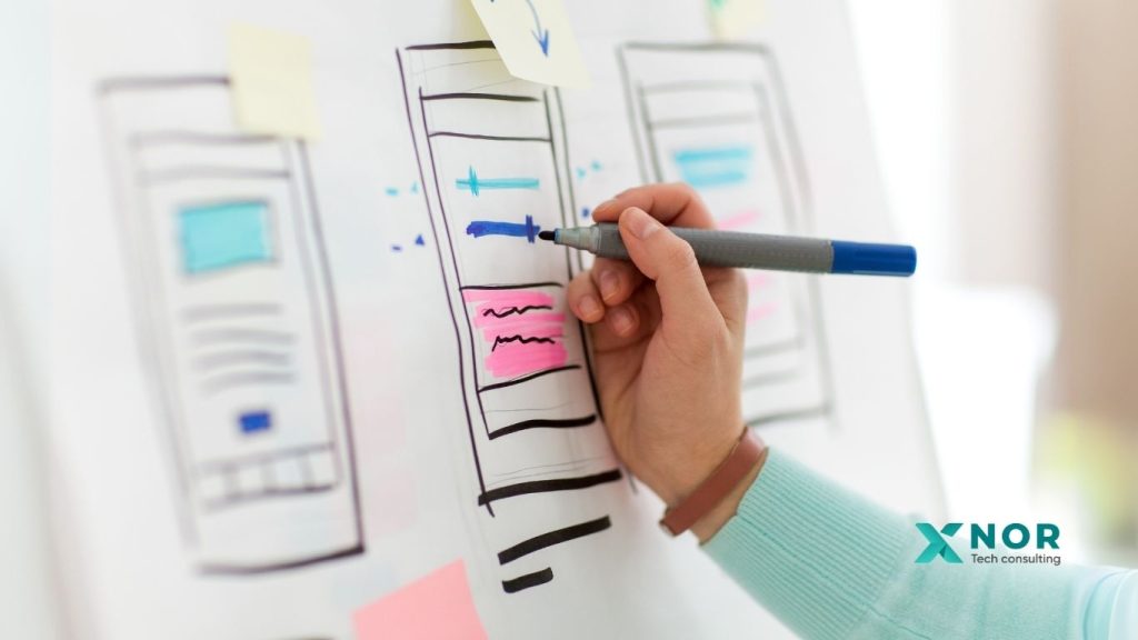 Side-by-side comparison of bad UI and good UI, illustrating design choices in XNOR Group’s software development plan.