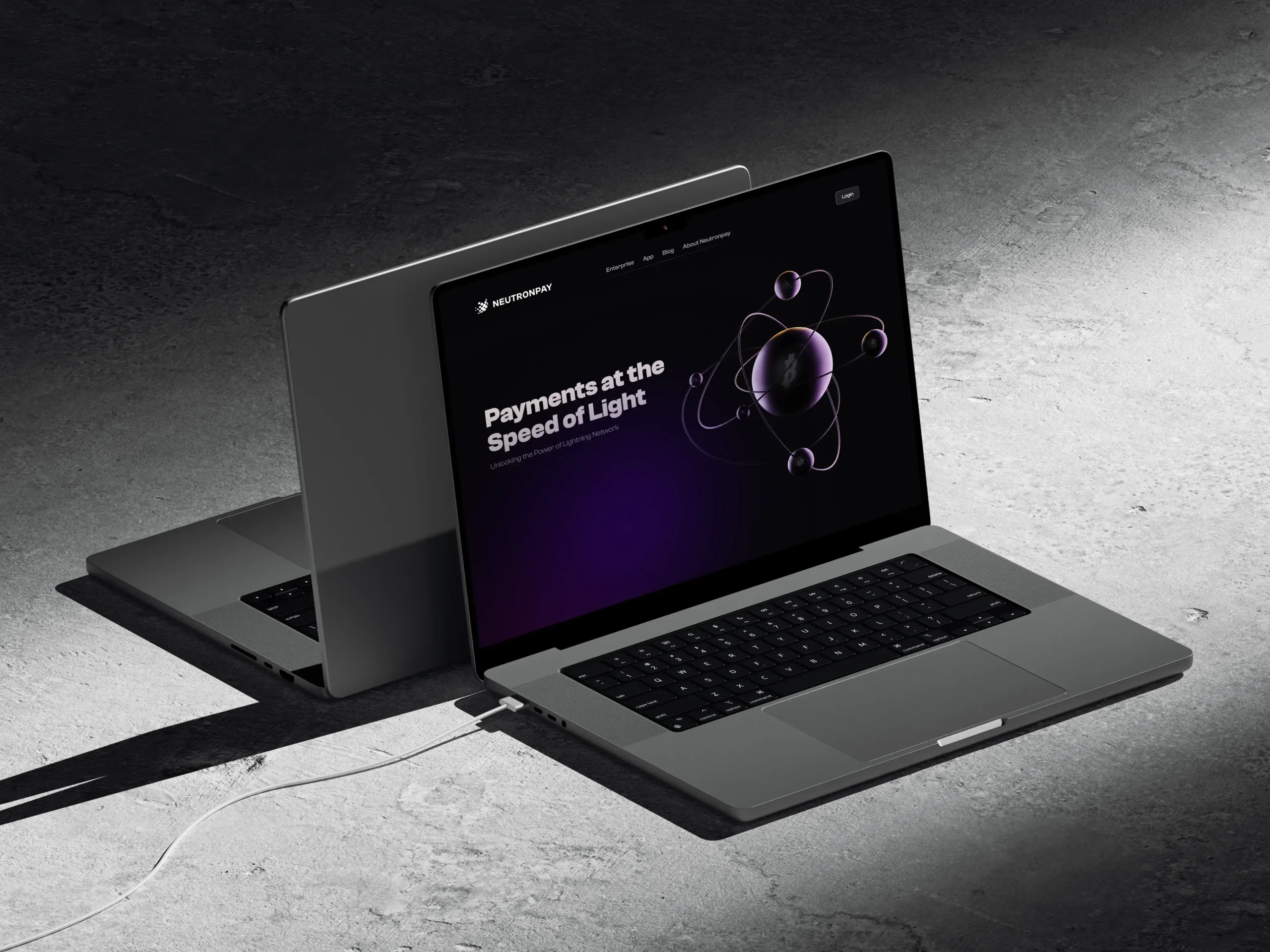 Neutronpay brand interface on laptop and mobile designed by XNOR Group for fintech branding identity. "UX/UI Design Services"