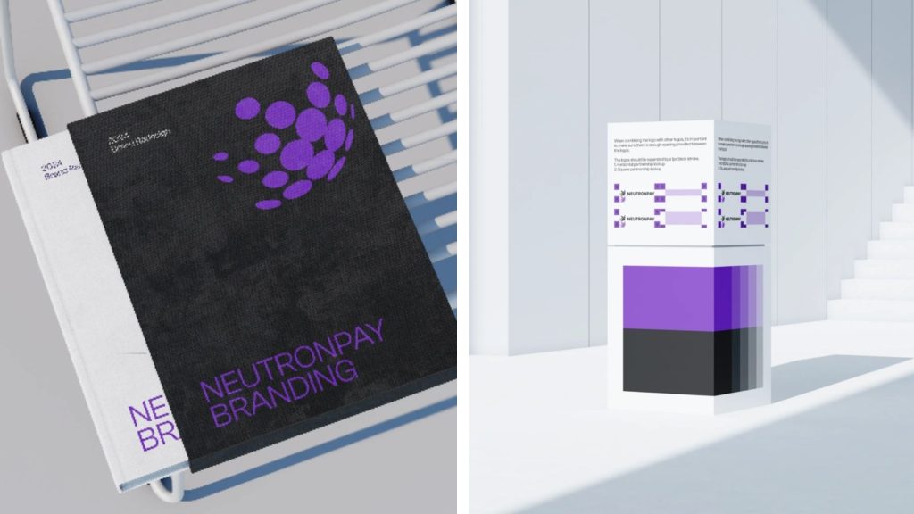 Neutronpay brand guideline with purple and black color system created by XNOR Group.