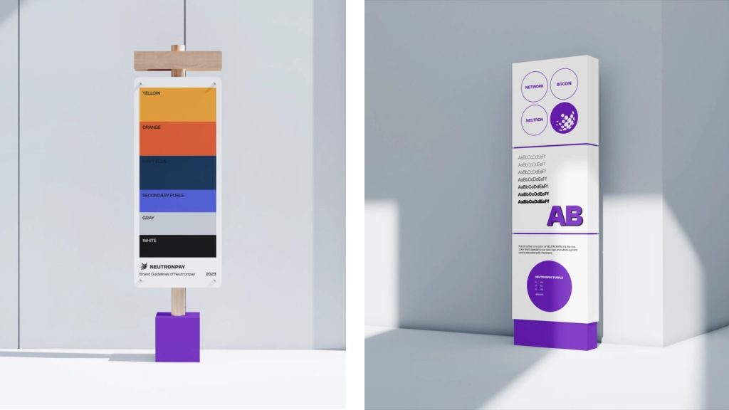 Neutronpay brand typography and purple color guideline designed by XNOR Group.