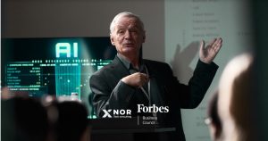 XNOR Group graphic on AI agent permissions, showing the same question answered differently by staff, team lead and CFO