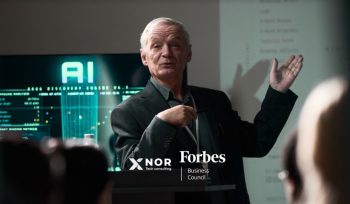 XNOR Group graphic on AI agent permissions, showing the same question answered differently by staff, team lead and CFO
